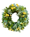 Greenishblu Fresh Real Yellow Rose And Salal Spring Wreath In No Color