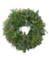 Greenishblu Fresh Seeded Eucalyptus, Bay Leaf And Rosemary Wreath, 20" In Green