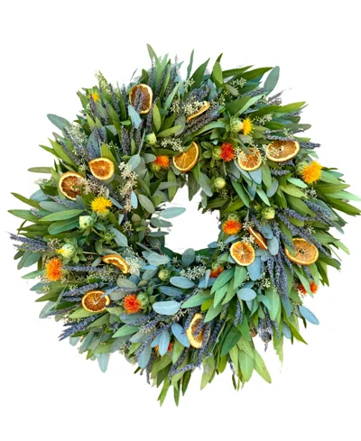 Greenishblu Real Aromatic Wreath Bayleaf, Seeded Eucalyptus, Safflower, Dried Lavender And Dehydrated Orange Sli In Transparent