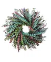 Greenishblu Red And Green Baby Blue Eucalyptus Real Preserved Wreath, 24" In No Color