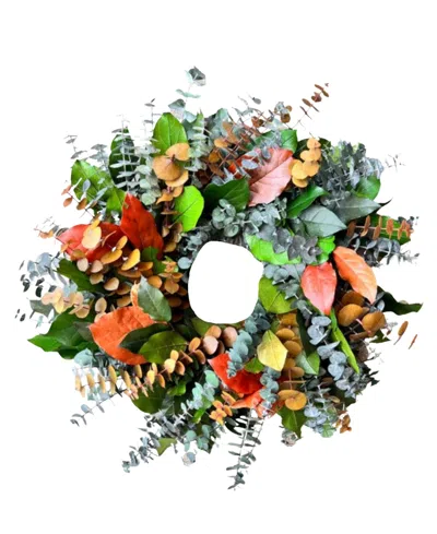 Greenishblu Salal And Baby Blue Eucalyptus Real Preserved Wreath, 24" In No Color