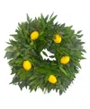 Greenishblu Spring Rosemary, Eucalyptus, Bay Leaf And Lemon Fresh Real Wreath, 22" In No Color