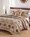 Greenland Home Fashions Andorra Cotton Reversible 4 Piece Quilt Set, Twin/twin Xl In Taupe
