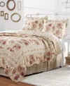 Greenland Home Fashions Antique Rose 100% Cotton Reversible 3 Piece Quilt Set, King In Ecru