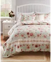 Greenland Home Fashions Antique Rose 100% Cotton Reversible 5 Piece Quilt Set, King In Blue