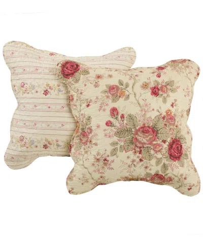 Greenland Home Fashions Antique Rose Shabby Chic Decorative Pillow Set, 18" X 18" In Sand