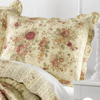Greenland Home Fashions Antique Rose Standard Sham In Beige;pink