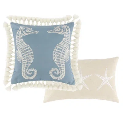Greenland Home Fashions Atlantis Throw Pillow Set In Coral,jade