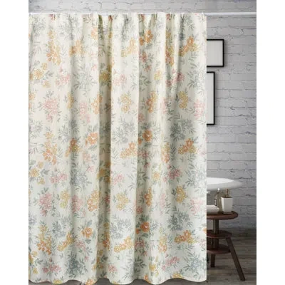 Greenland Home Fashions Chloe Floral Botanical Shower Curtain In Green,white,orange