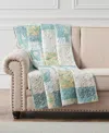 Greenland Home Fashions Cotton Reversible Quilted Throw, 50" X 60" In Mist Evangeline