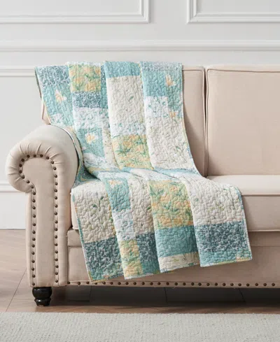 Greenland Home Fashions Cotton Reversible Quilted Throw, 50" X 60" In Mist Evangeline