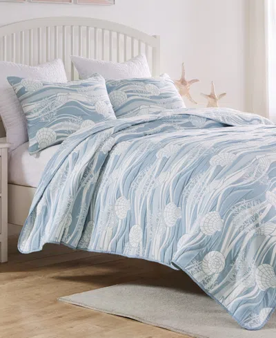 Greenland Home Fashions Dover Reversible Matelasse 3-pc. Coverlet Set, Full/queen In Tidal Blue