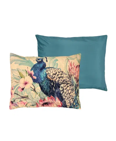 Greenland Home Fashions Eden Peacock Sham, Standard In Ecru