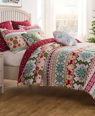 Greenland Home Fashions Fair Isle Snow 3-pc. Quilt Set, Full/queen In White