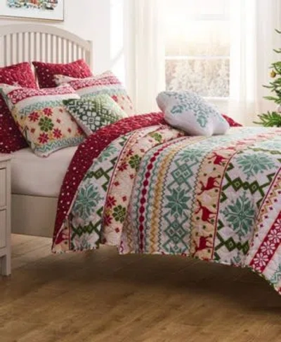 Greenland Home Fashions Fair Isle Snow Quilt Sets In White