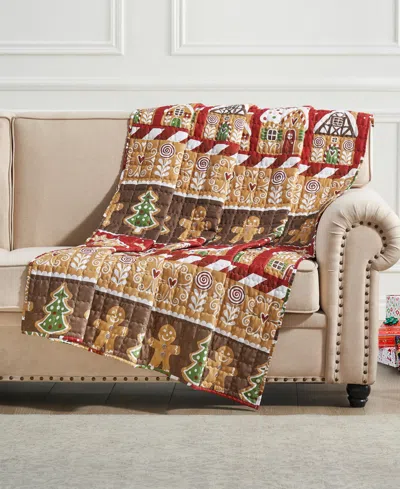 Greenland Home Fashions Gingerbread Lane Novelty Holiday Reversible Throw, 50" X 60" In Red