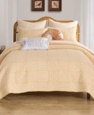 Greenland Home Fashions Granny Squares Reversible 3 Pc. Coverlet Sets In Gold