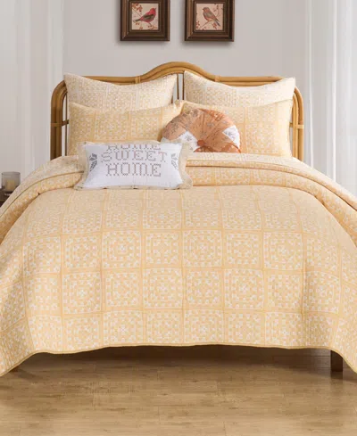 Greenland Home Fashions Granny Squares Reversible 3-pc. Coverlet Set, Full/queen In Gold