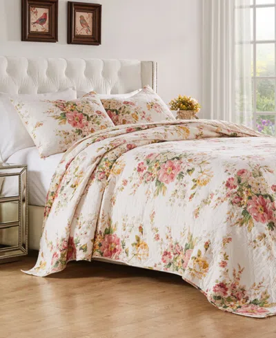 Greenland Home Fashions Grace Shabby Chic 3-pc. Quilt Set, Full/queen In Buttercup