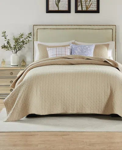 Greenland Home Fashions Monterrey Finely Stitched 3-pc. Quilt Set, Full/queen In Taupe