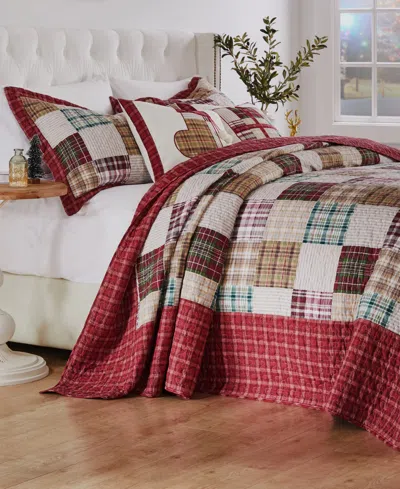 Greenland Home Fashions Oxford Traditional Plaid 3-pc. Bedspread Set, King In Red