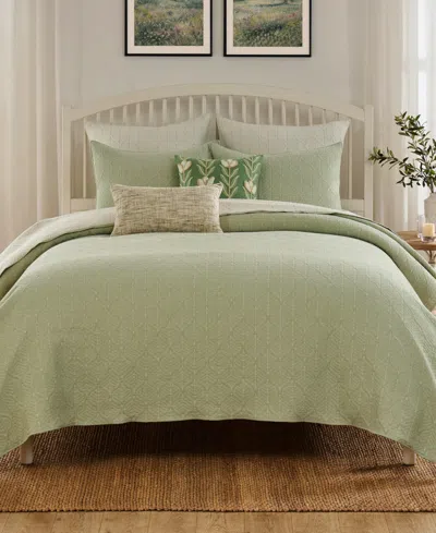 Greenland Home Fashions Harper Reversible 3-piece Coverlet Set, Full/queen In Green