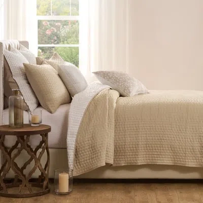 Greenland Home Fashions Homestead 2-piece Twin Size Natural Coverlet Set, 68x88 Inch In Beige