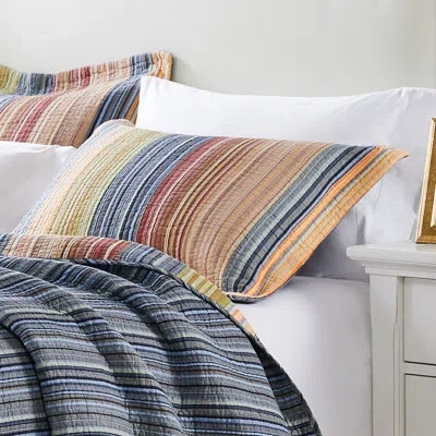 Greenland Home Fashions Katy Stripe Cotton Ties Sham In Blue;brown;green;red;beige;orange;tan;na