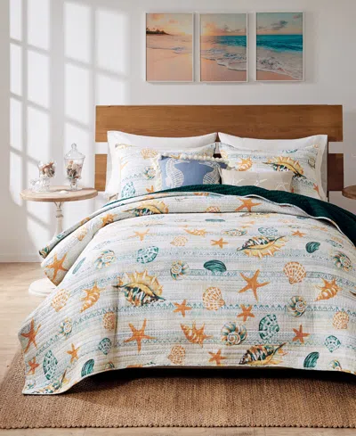 Greenland Home Fashions Kona Coastal Paradise Reversible 3-pc. Quilt Set, King In Ocean