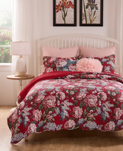 Greenland Home Fashions Millie Modern Floral Print 2-pc. Quilt Set, Twin In Garnet
