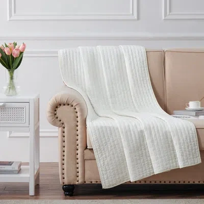 Greenland Home Fashions Monterrey Quilted Cotton Throw In Antique White