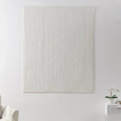 Greenland Home Fashions Monterrey Throw, Reversible Cotton Quilt Accessory, 50"x60" In White