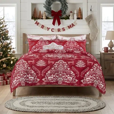 Greenland Home Fashions Noella Reversible Coverlet Set In Red