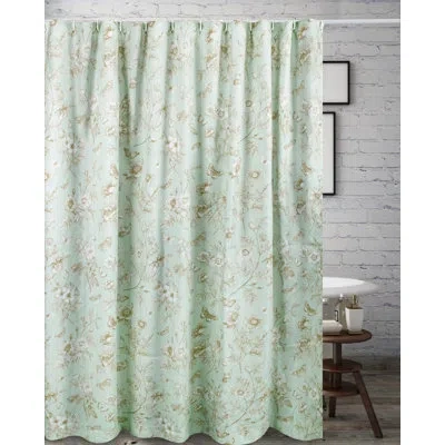 Greenland Home Fashions Olivia Shower Curtain – 72" X 72" Floral Butterfly Garden Polyester Bathroom Curtain With Reinforced In Green