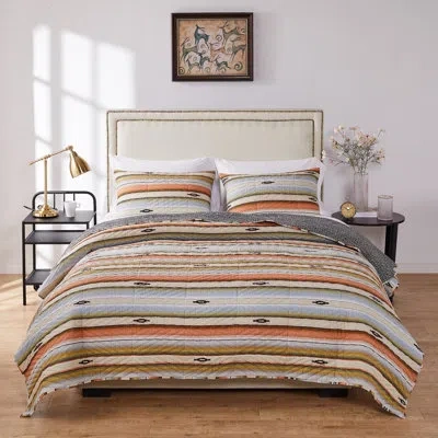 Greenland Home Fashions Painted Desert Rose 3-piece Queen Size Quilt Set 90x90 + 20x26 (2) In Multi