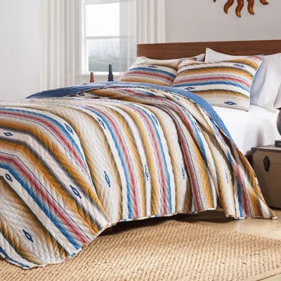 Greenland Home Fashions Painted Desert Sapphire 3-piece King Size Quilt Set 105x95 + 20x36 (2) In Multi