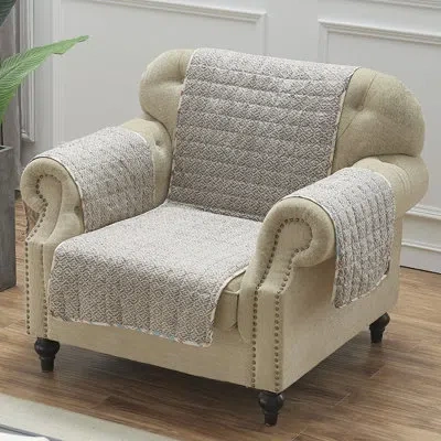 Greenland Home Fashions Phoenix Tan Arm Chair Furniture Protector 81"x81' Reversible Slipcover In Gray