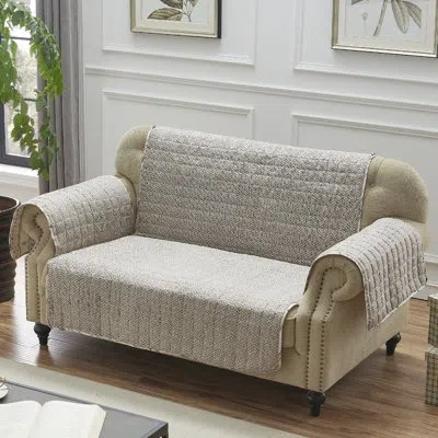 Greenland Home Fashions Phoenix Tan Loveseat Furniture Protector 103"x76" Reversible Slipcover In Gray