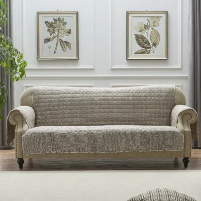 Greenland Home Fashions Phoenix Tan Sofa Furniture Protector 127"x77" Reversible Slipcover In Gray