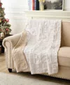 Greenland Home Fashions Reindeer Games Jacquard Woven Reversible Holiday Throw, 50" X 60" In White