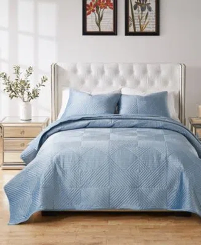 Greenland Home Fashions Riviera Velvet Quilt Sets In Spa Blue