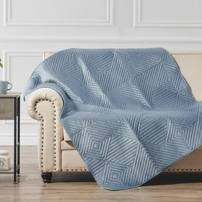 Greenland Home Fashions Riviera Velvet Spa Throw – 50"x60", Reversible, Dutch Velvet Face, Soft Layering Blanket For Sofa Or In Blue