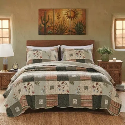 Greenland Home Fashions Sonora Patchwork Print Reversible 100% Cotton Quilt Set In Multi