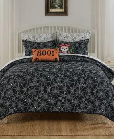 Greenland Home Fashions Spinderella Jacquard Woven Coverlet Sets In Black