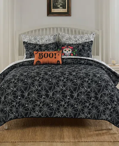 Greenland Home Fashions Spinderella Jacquard-woven 2-piece Coverlet Set, Twin In Black