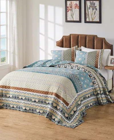 Greenland Home Fashions Thalia 3-pc. Bedspread Set, Queen In Blue