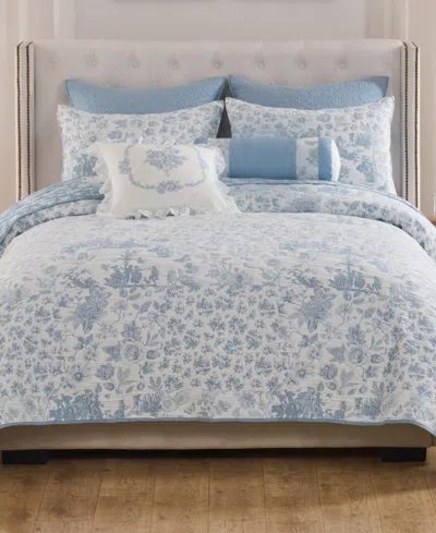 Greenland Home Fashions Toile Patch Reversible 2-pc. Coverlet Set, Twin/twin Xl In Blue