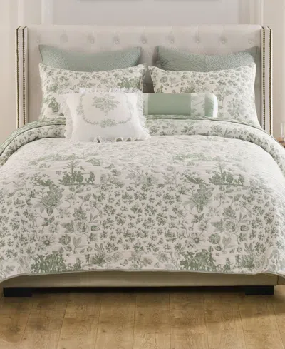 Greenland Home Fashions Toile Patch Reversible 2-pc. Coverlet Set, Twin/twin Xl In Green
