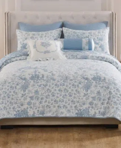 Greenland Home Fashions Toile Patch Reversible 3 Pc. Coverlet Sets In Green