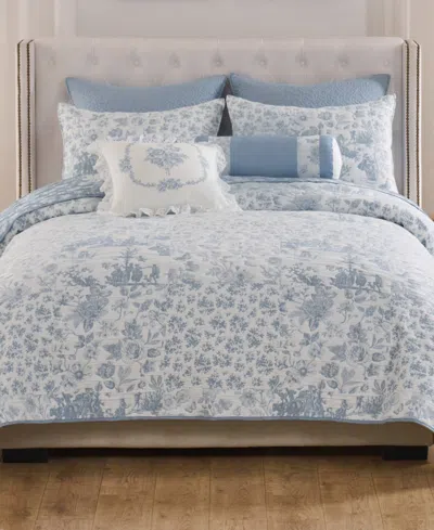 Greenland Home Fashions Toile Patch Reversible 3-pc. Coverlet Set, King/california King In Blue